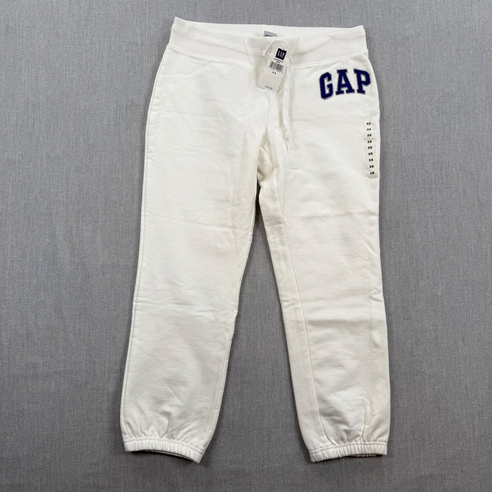 Vintage Gap Womens Logo Fleece‎ Sweatpants White Blue XS